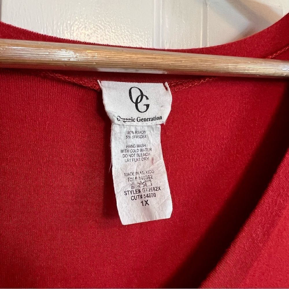 Organic Generation Red T-shirt 1X - Picture 4 of 7